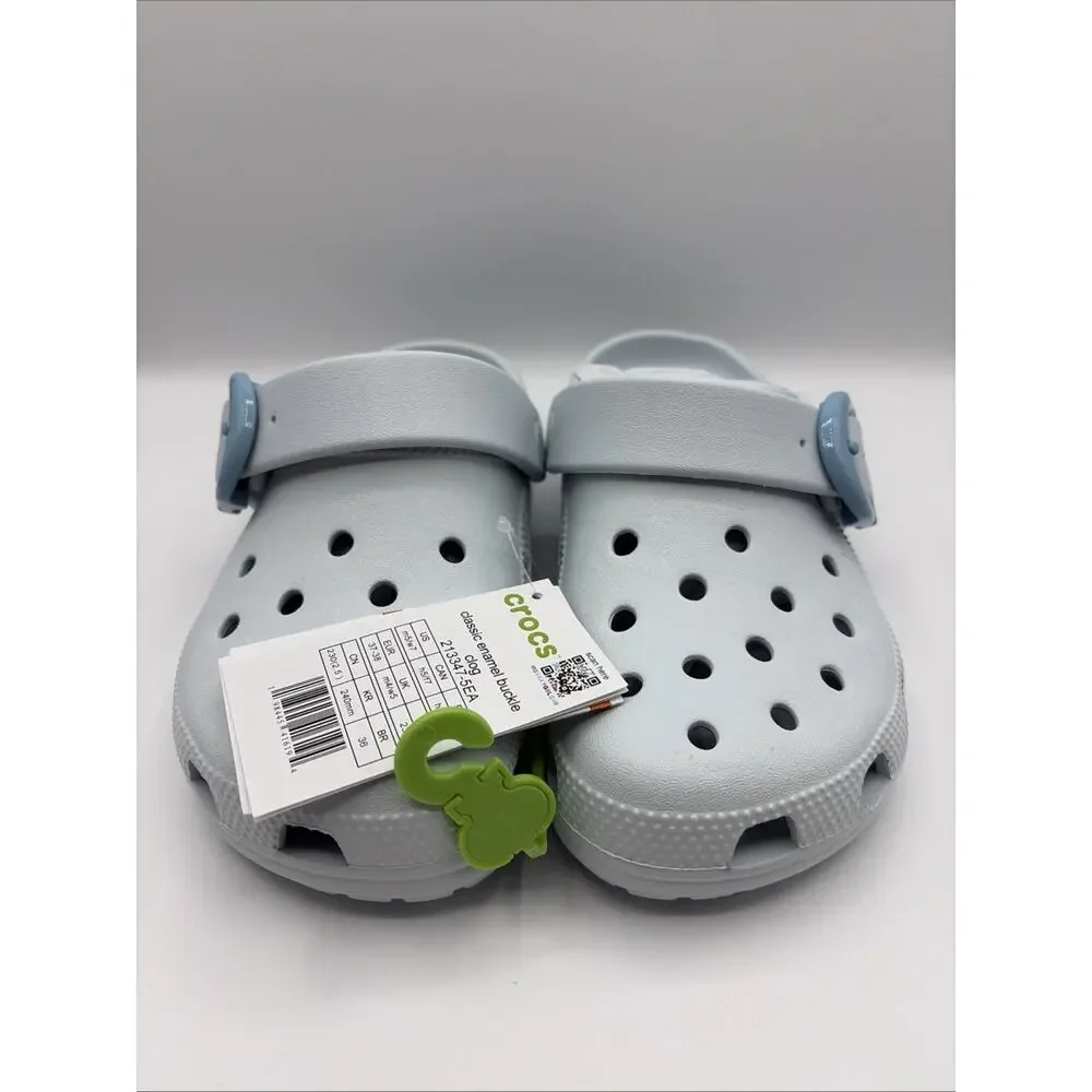 Crocs Classic Enamel Buckle Clogs Vapor Ice 213347-5EA Unisex M5 W7